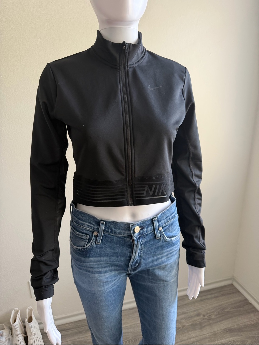 Nike Black Cropped Zip Track Jacket